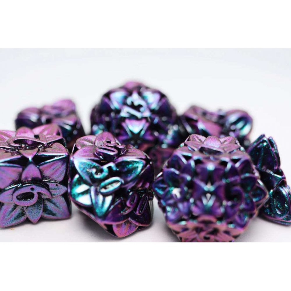 Otherworldly Hollow Flower RPG Metal Dice Set - Beanie Games