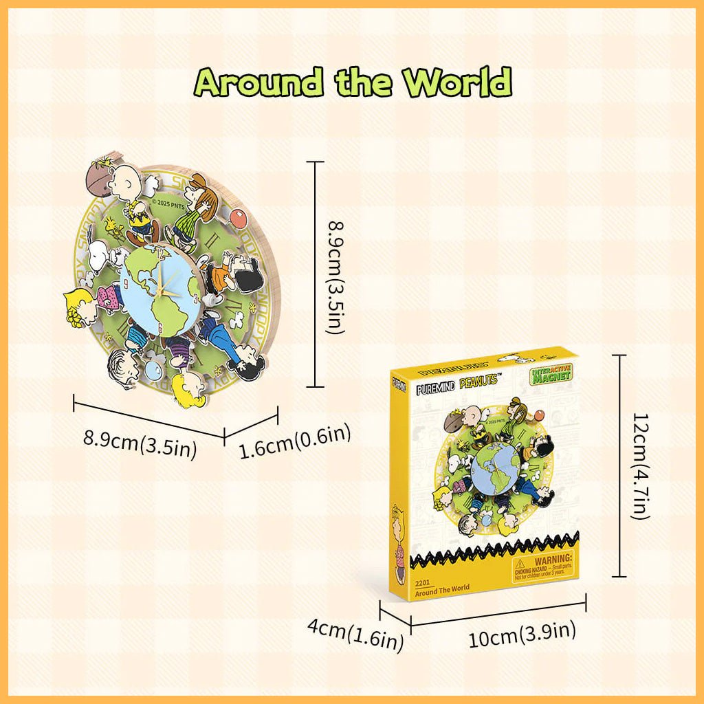 Peanuts™ Magnetic Around the World Wooden Clock - Beanie Games