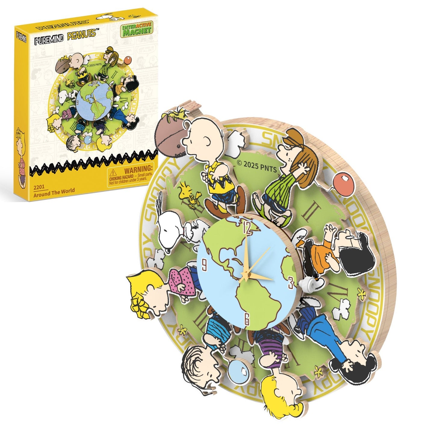 Peanuts™ Magnetic Around the World Wooden Clock - Beanie Games