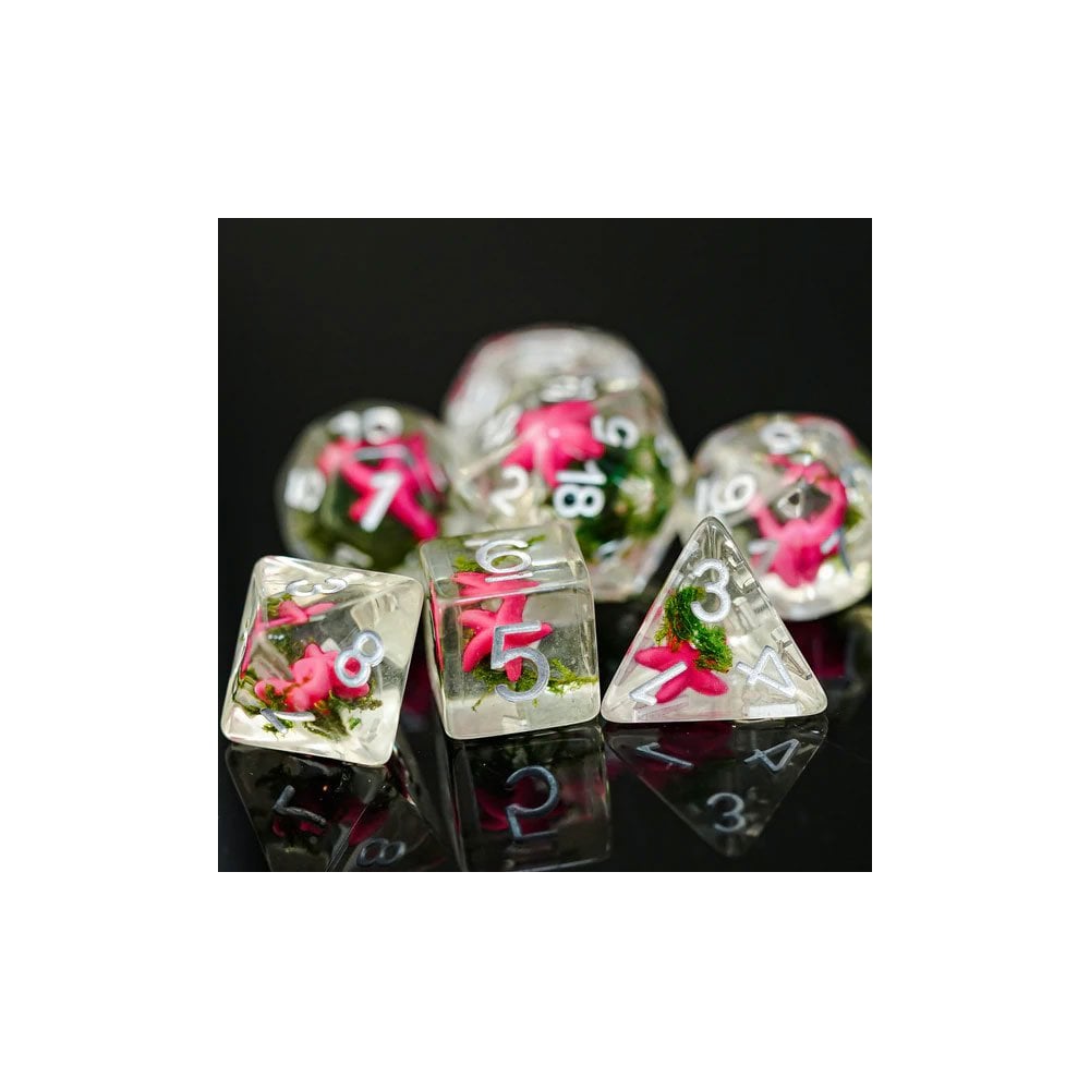Pink Starfish and Seaweed RPG Dice Set - Beanie Games