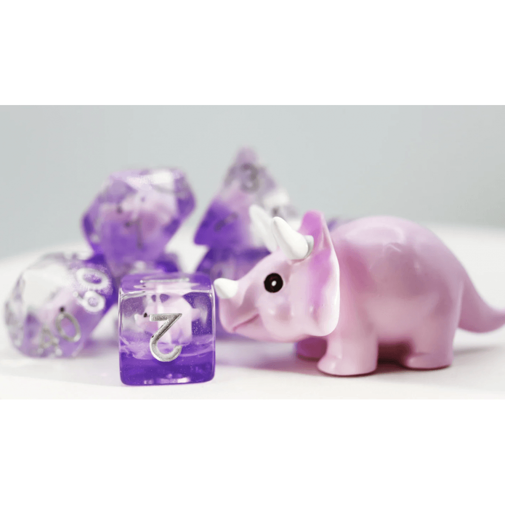 Pink Triceratops RPG Dice Set - Beanie Games