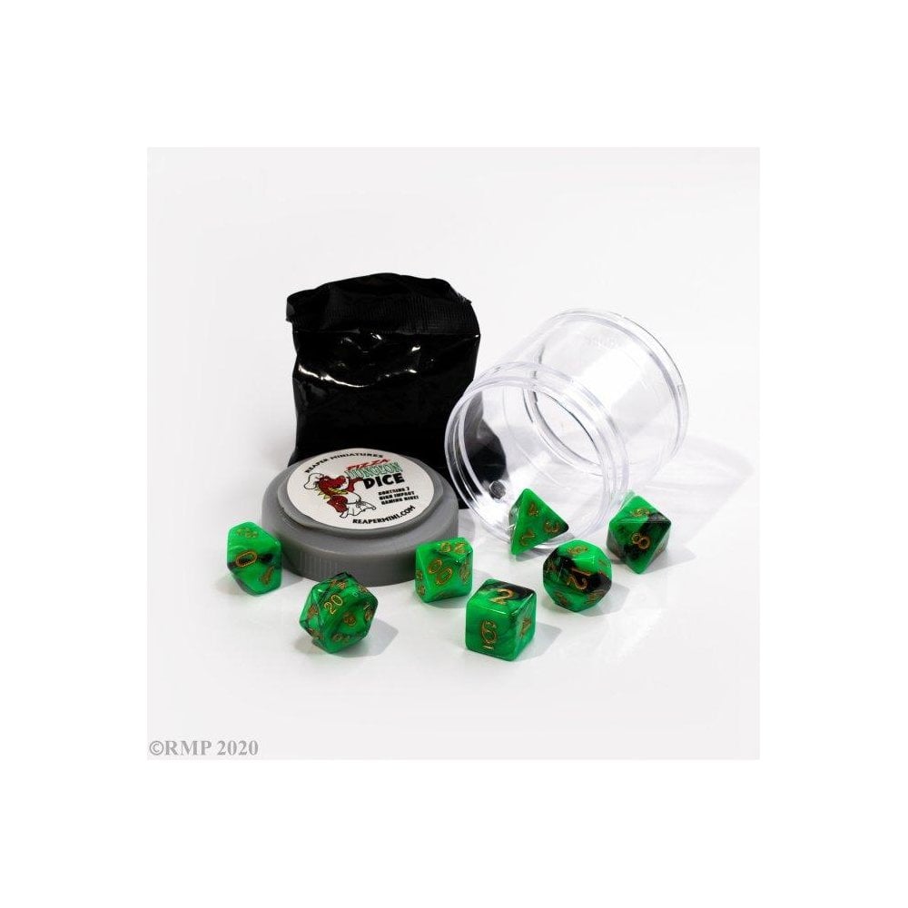 Pizza Dungeon Dice: Dual Dice - Green & Black - Beanie Games