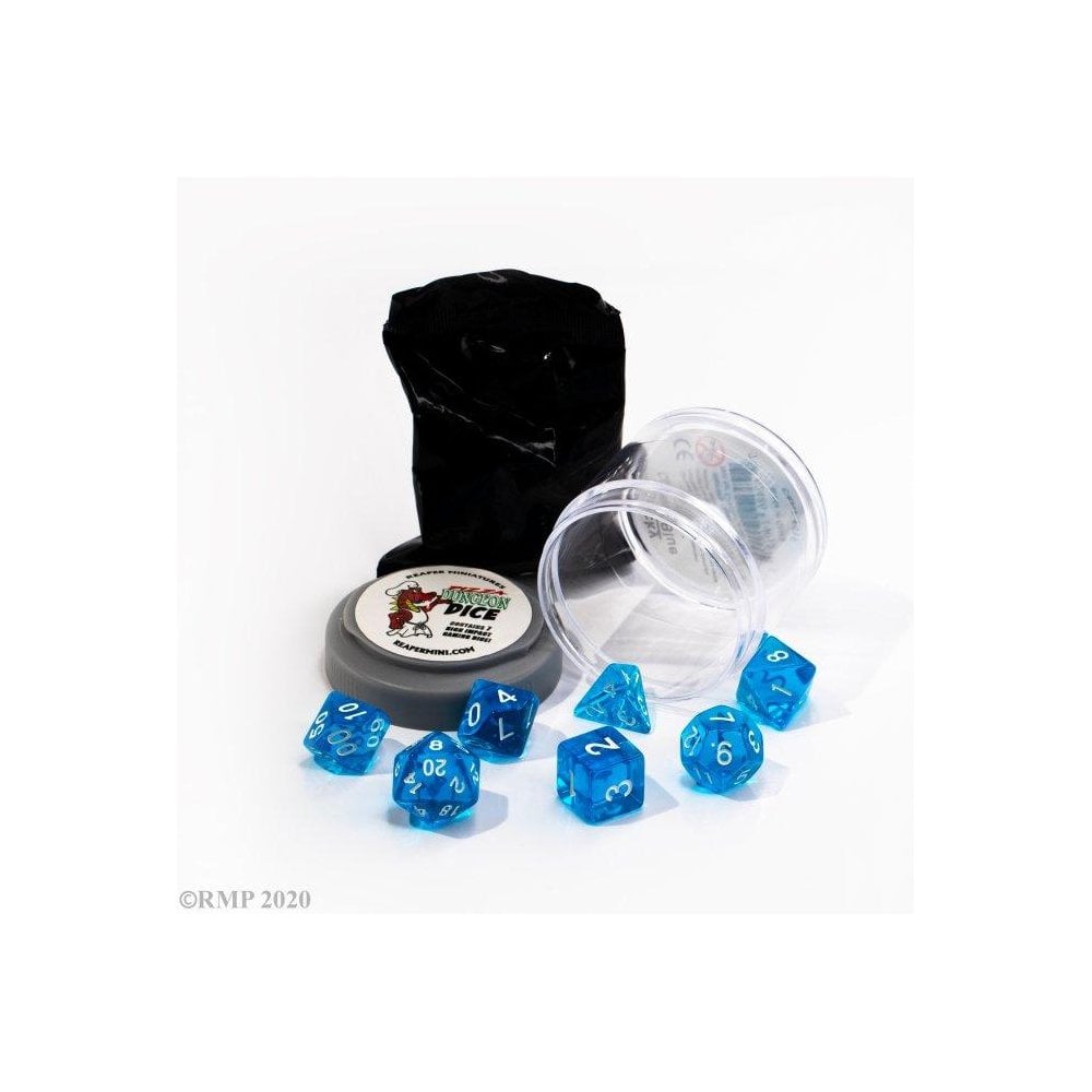 Pizza Dungeon Dice: 'Lucky' Dice - Clear Blue - Beanie Games
