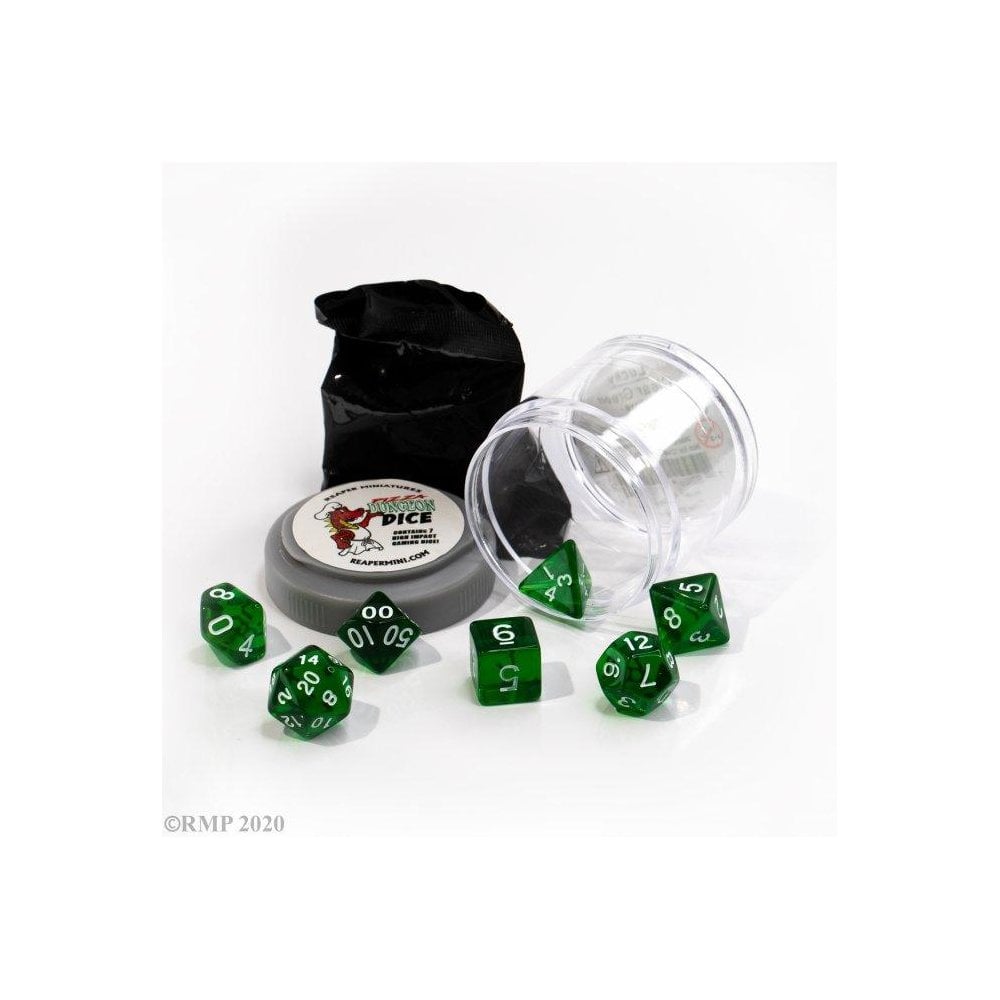 Pizza Dungeon Dice: 'Lucky' Dice - Clear Green - Beanie Games