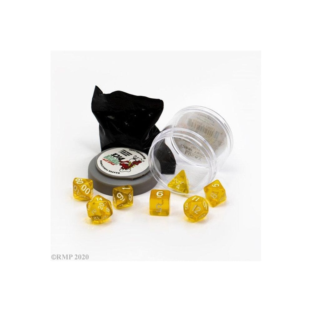 Pizza Dungeon Dice: 'Lucky' Dice - Clear Yellow - Beanie Games