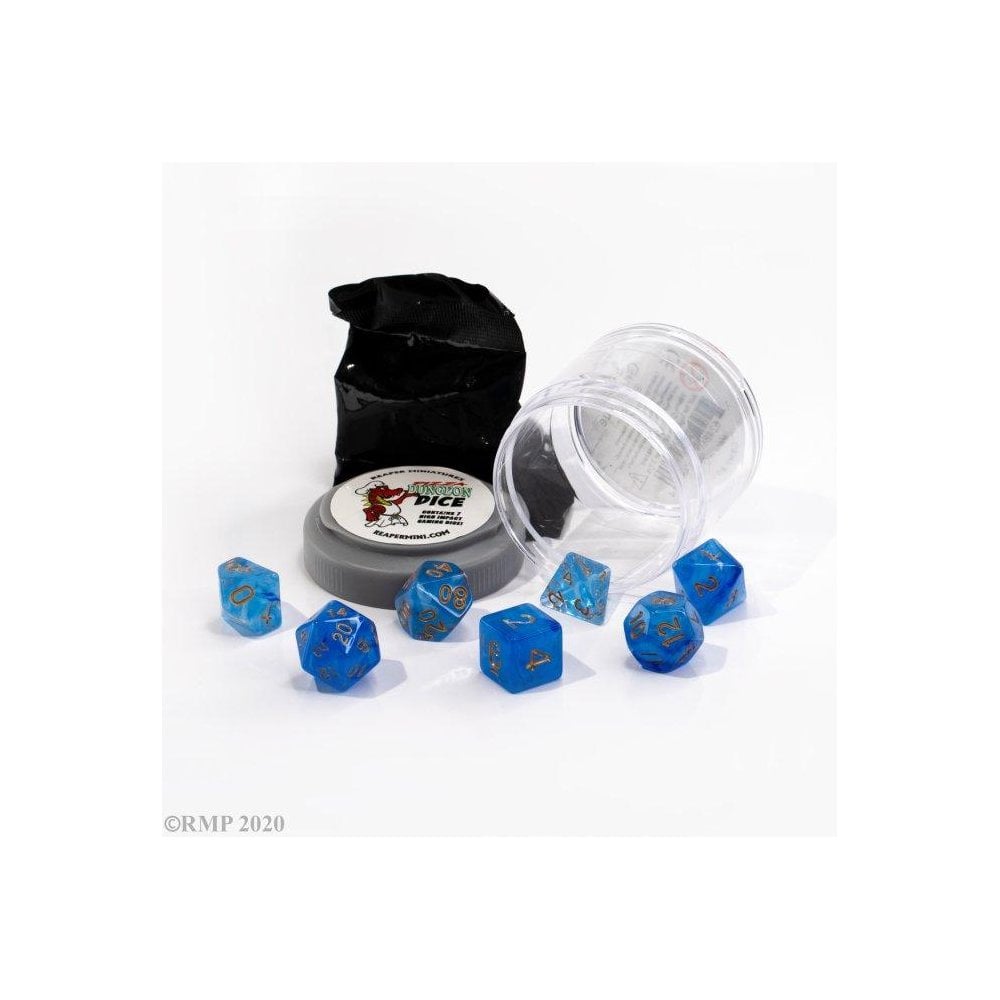 Pizza Dungeon Dice: 'Lucky' Dice - Gem Blue - Beanie Games