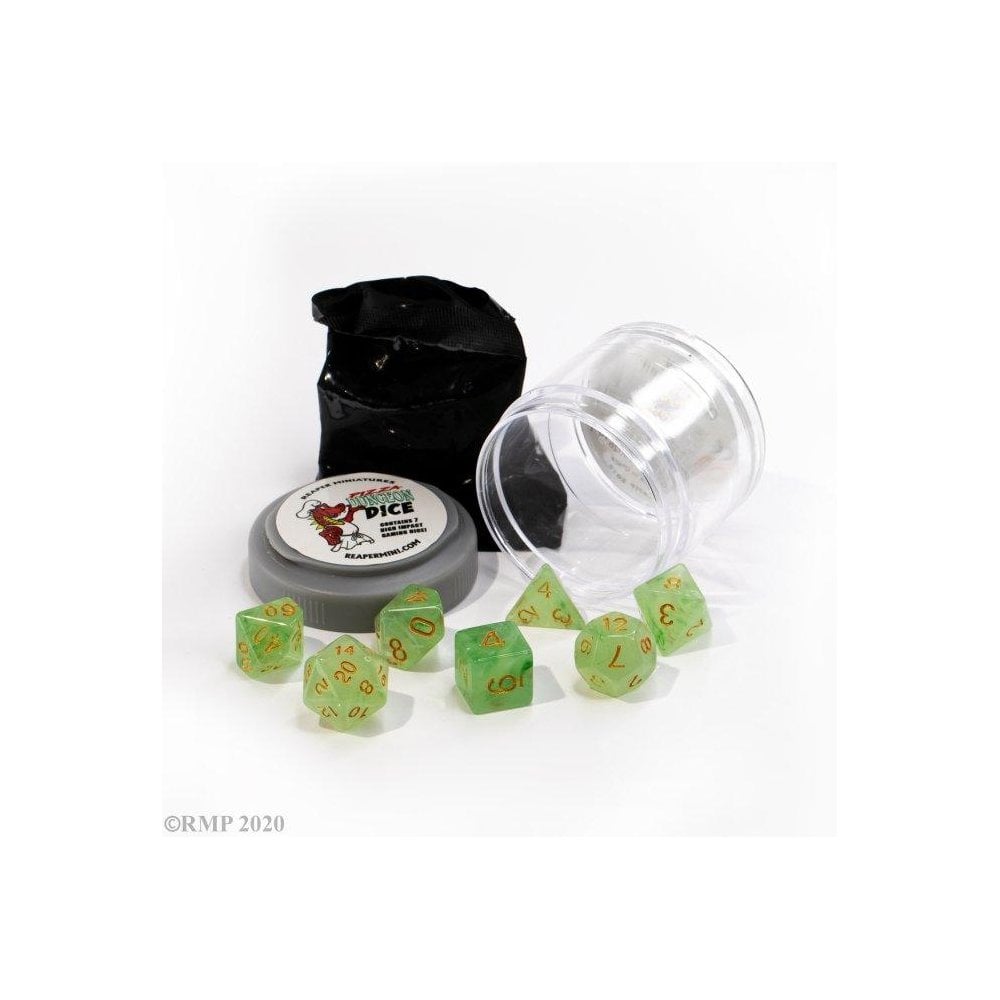 Pizza Dungeon Dice: 'Lucky' Dice - Gem Green - Beanie Games
