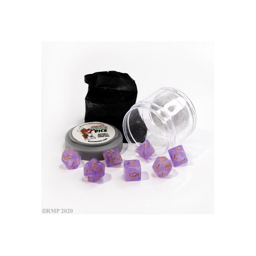 Pizza Dungeon Dice: 'Lucky' Dice - Gem Purple - Beanie Games