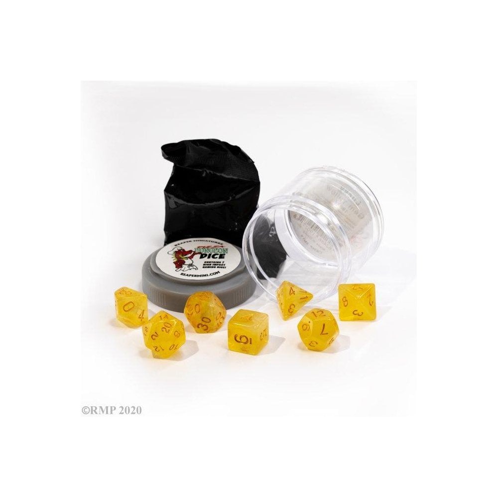Pizza Dungeon Dice: 'Lucky' Dice - Gem Yellow - Beanie Games