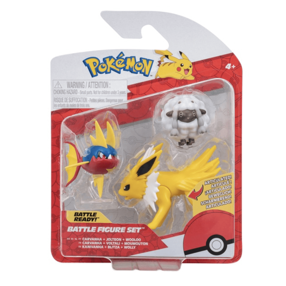 Pokémon Battle Figure 3 - Pack (Jolteon, Carvanha, Wooloo) - Beanie Games