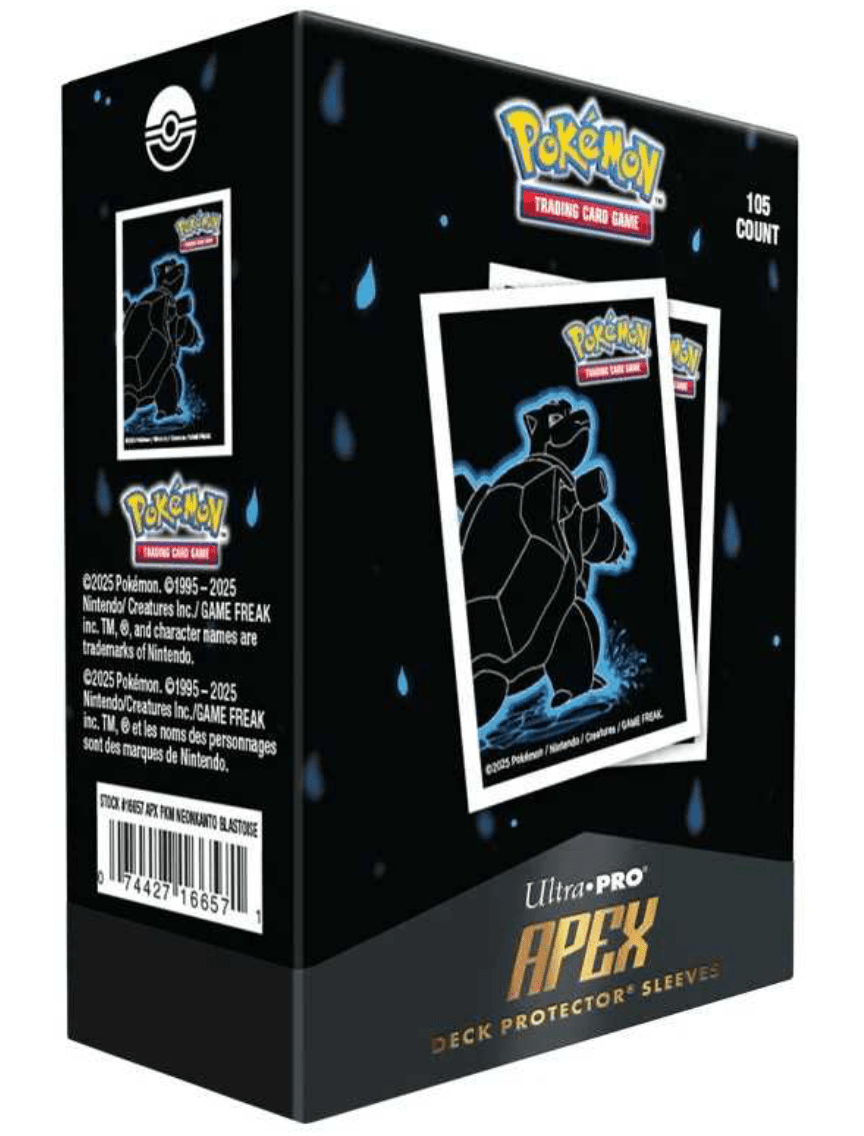 Pokemon Neon Kanto Apex Deck Protector Sleeves - Blastoise (105ct) - Beanie Games