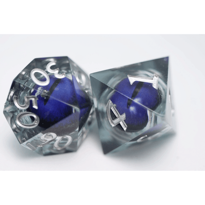 Purple Cyclops Sharp Edge Moving Eye RPG Dice Set - Beanie Games