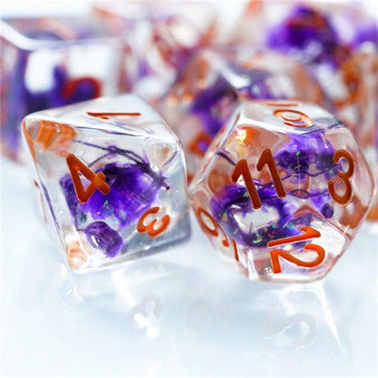 Purple Flowers RPG Dice Set - Beanie Games