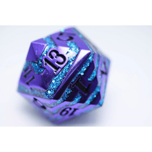 Purple with Blue Mica - 35mm Metal D20 - Beanie Games