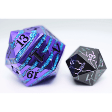 Purple with Blue Mica - 35mm Metal D20 - Beanie Games
