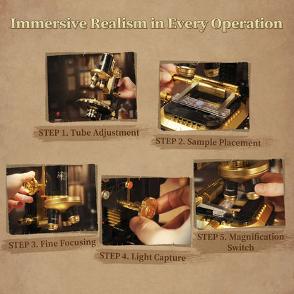 Retro Microscope With Accessories Set - 1107 pcs - Beanie Games