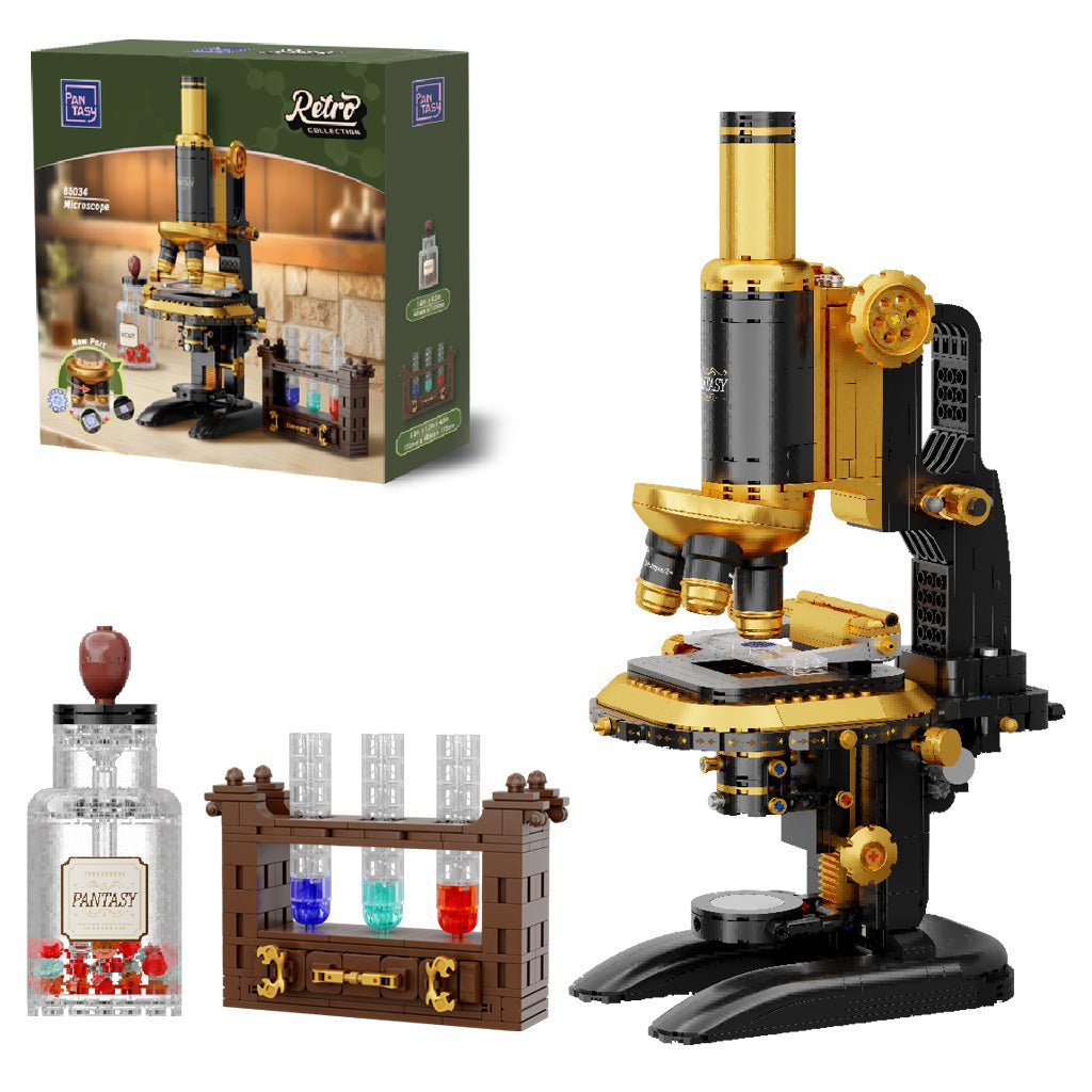 Retro Microscope With Accessories Set - 1107 pcs - Beanie Games