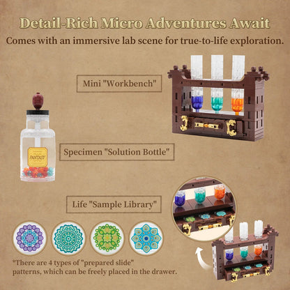 Retro Microscope With Accessories Set - 1107 pcs - Beanie Games