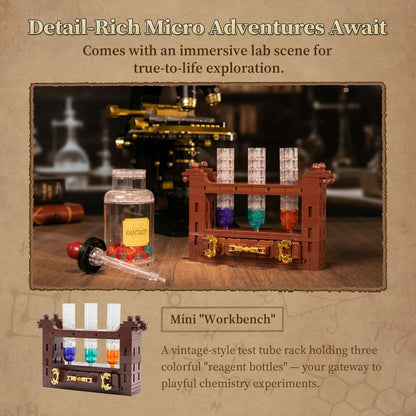 Retro Microscope With Accessories Set - 1107 pcs - Beanie Games