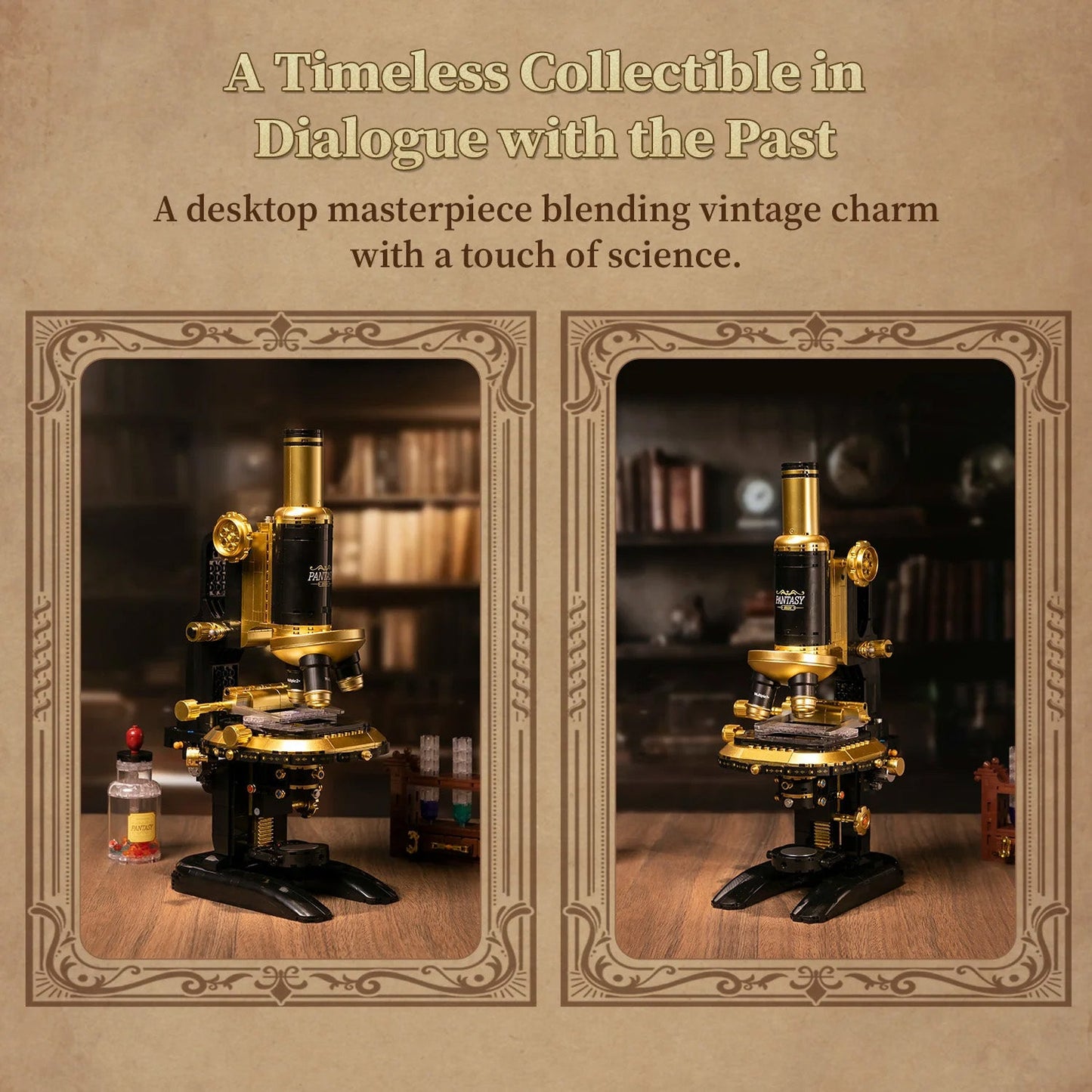 Retro Microscope With Accessories Set - 1107 pcs - Beanie Games