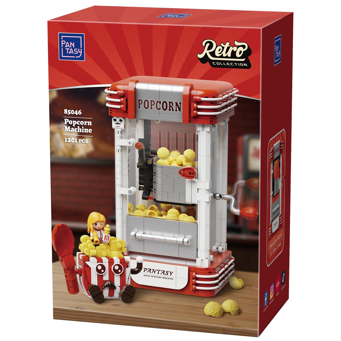 Retro Popcorn Maker Machine - 1201 pcs - Beanie Games