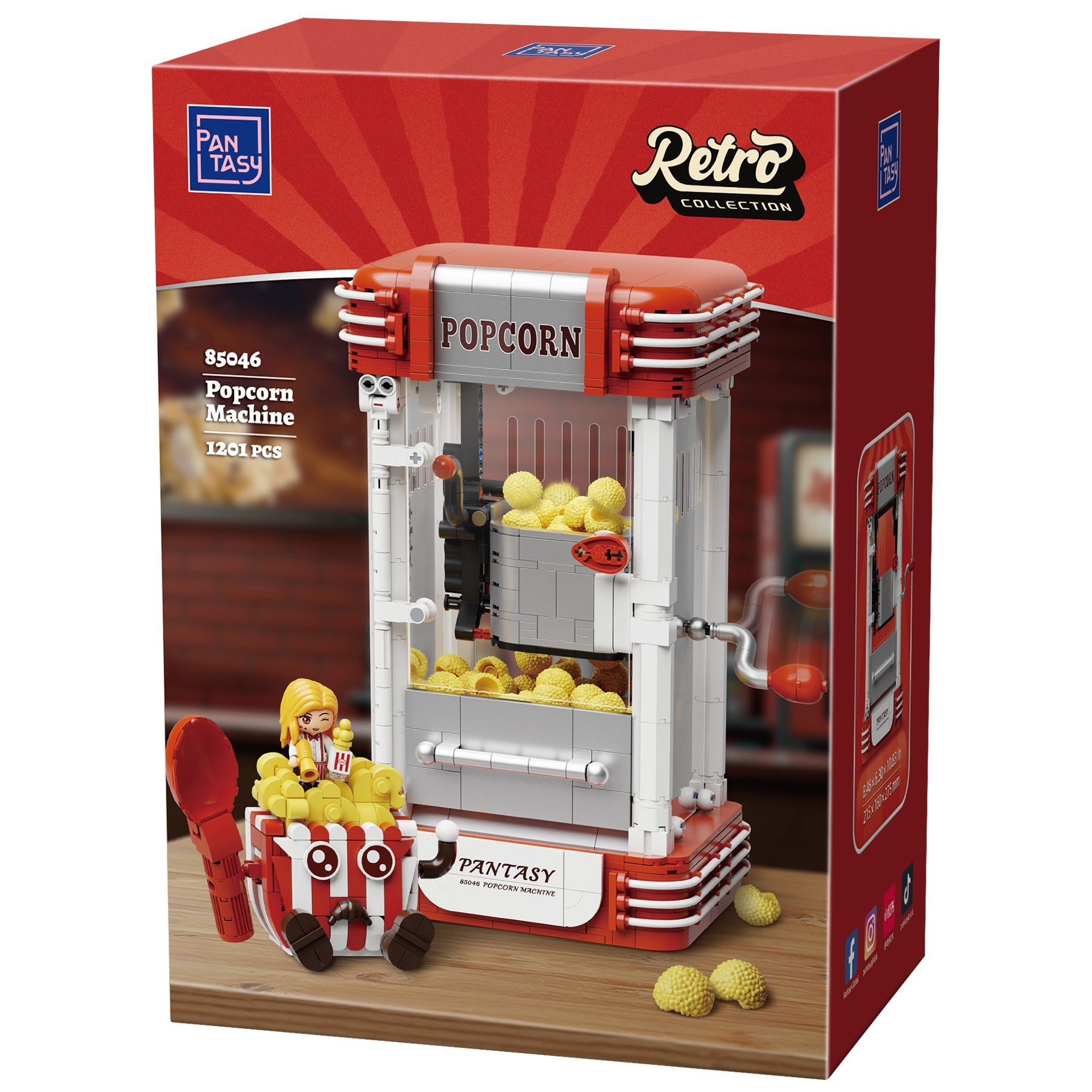 Retro Popcorn Maker Machine - 1201 pcs - Beanie Games