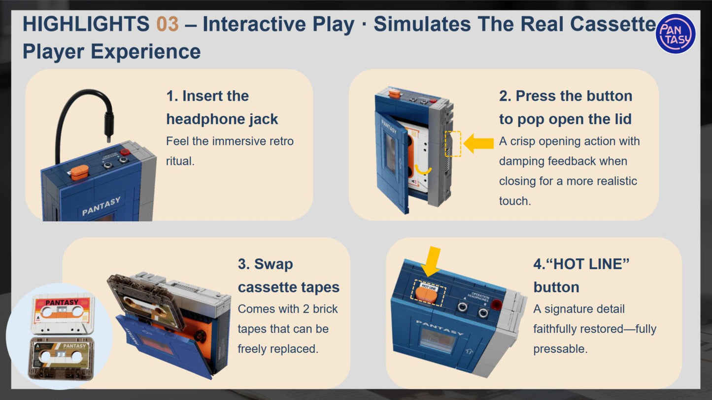 Retro Tape Cassette Player - 569 pcs - Beanie Games
