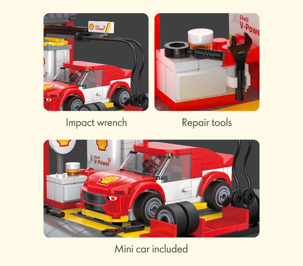 Shell Pit Stop Staging Station - 237 pcs - Beanie Games