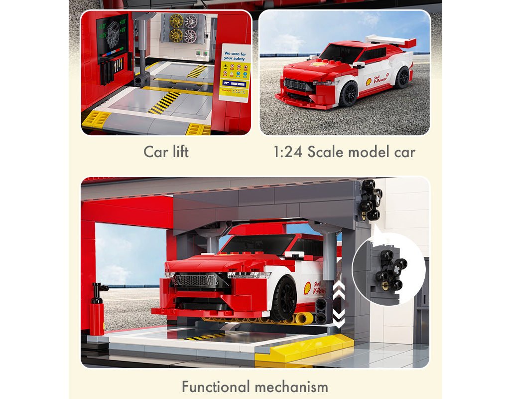 Shell Service Station with Car - 1697 pcs - Beanie Games