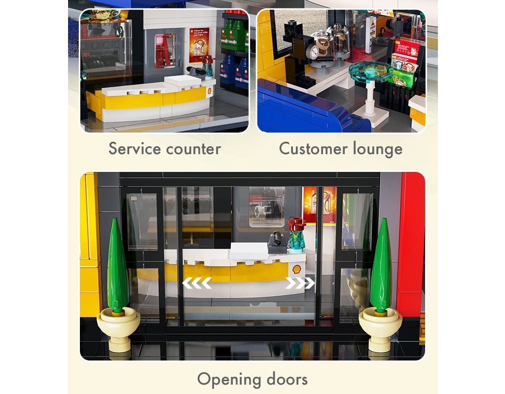 Shell Service Station with Car - 1697 pcs - Beanie Games