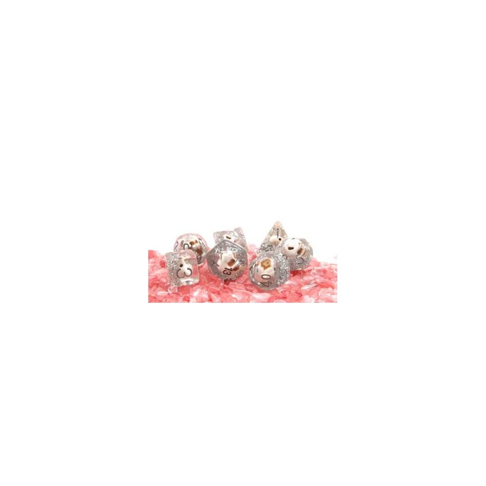 Skull and Silver Glitter RPG Dice Set - Beanie Games