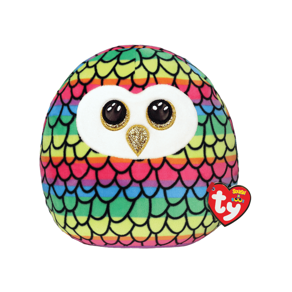 Squish A Boo: Owen Owl Medium (Rainbow) - Beanie Games
