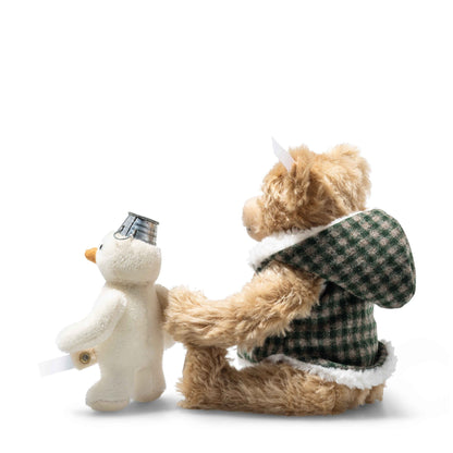 Teddy Bear With Snowman (23cm, Beige) - Beanie Games