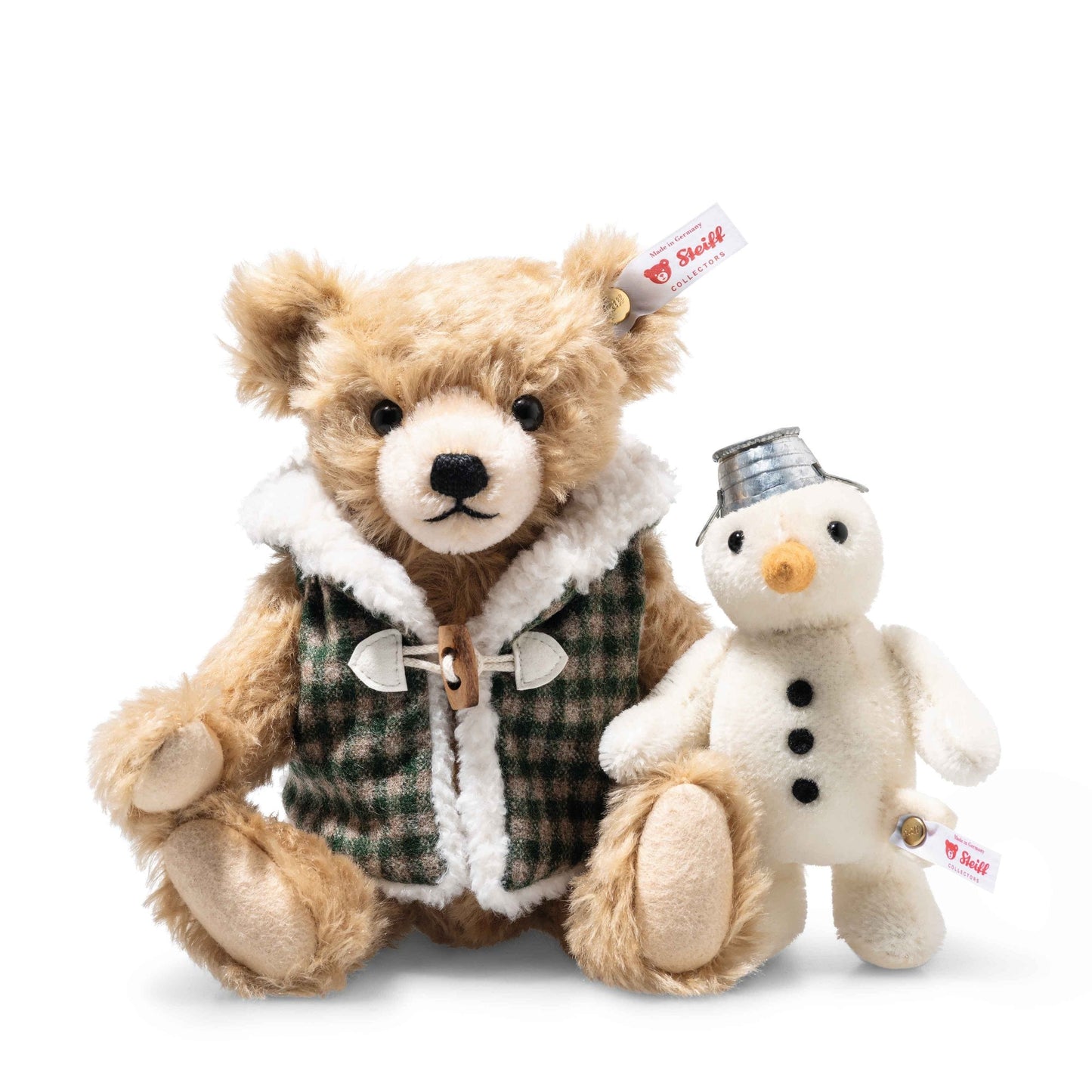Teddy Bear With Snowman (23cm, Beige) - Beanie Games