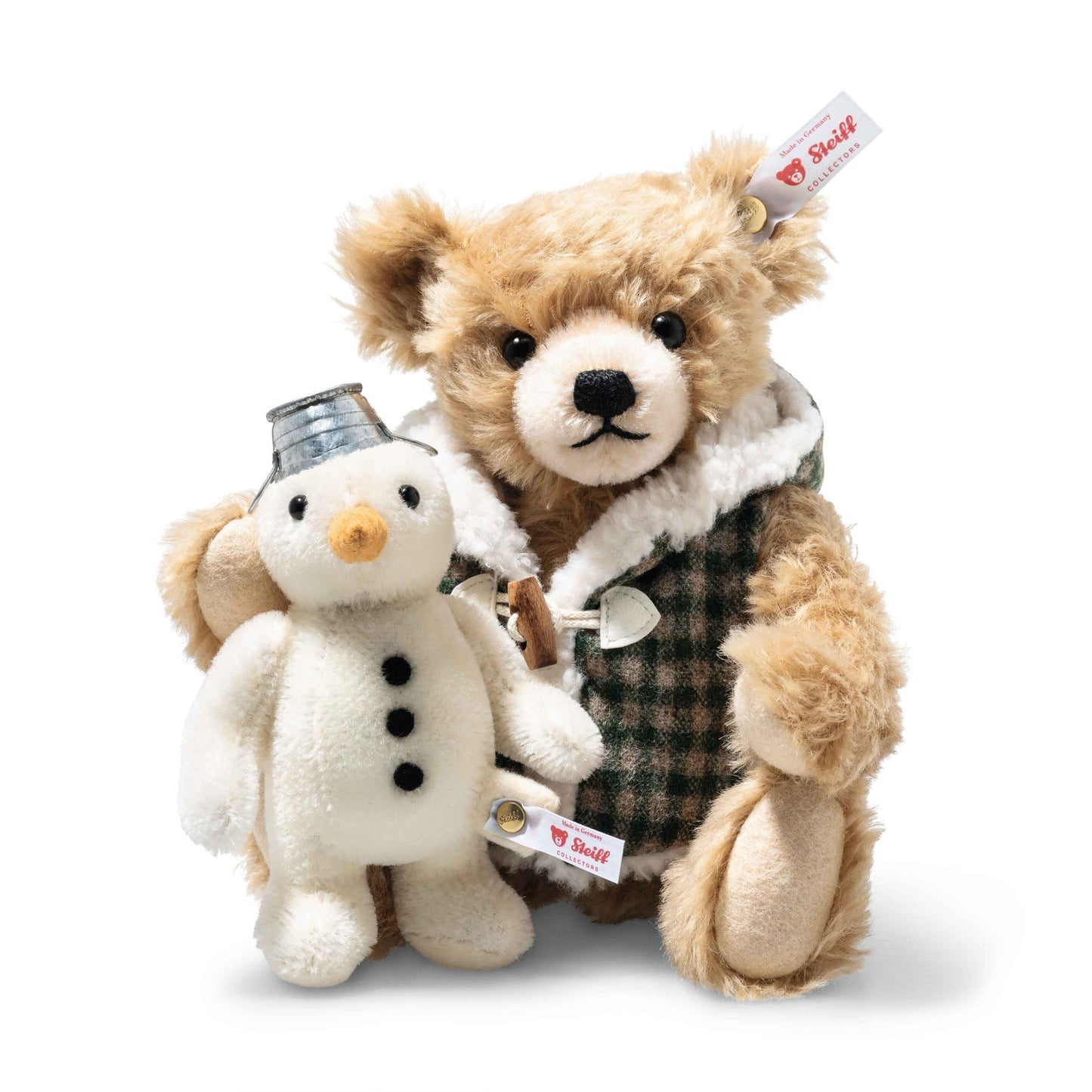 Teddy Bear With Snowman (23cm, Beige) - Beanie Games