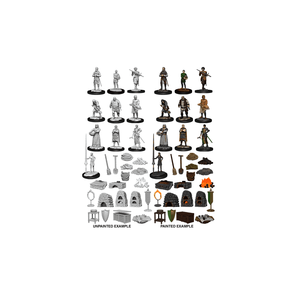Towns People Castle II Kingdom Retainers: WizKids Deep Cuts Unpainted Miniatures (W12) - Beanie Games