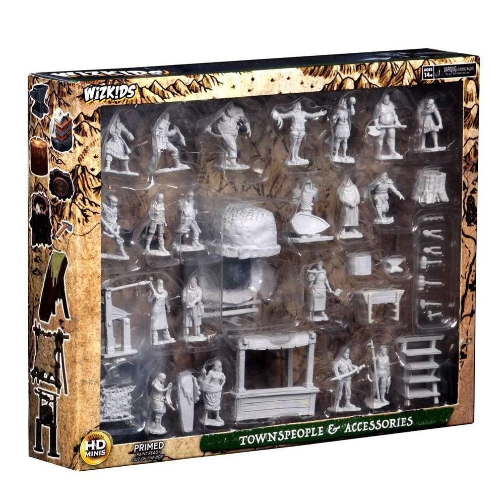 Townspeople and Accessories: D&D Deep Cuts Unpainted Miniatures - Beanie Games