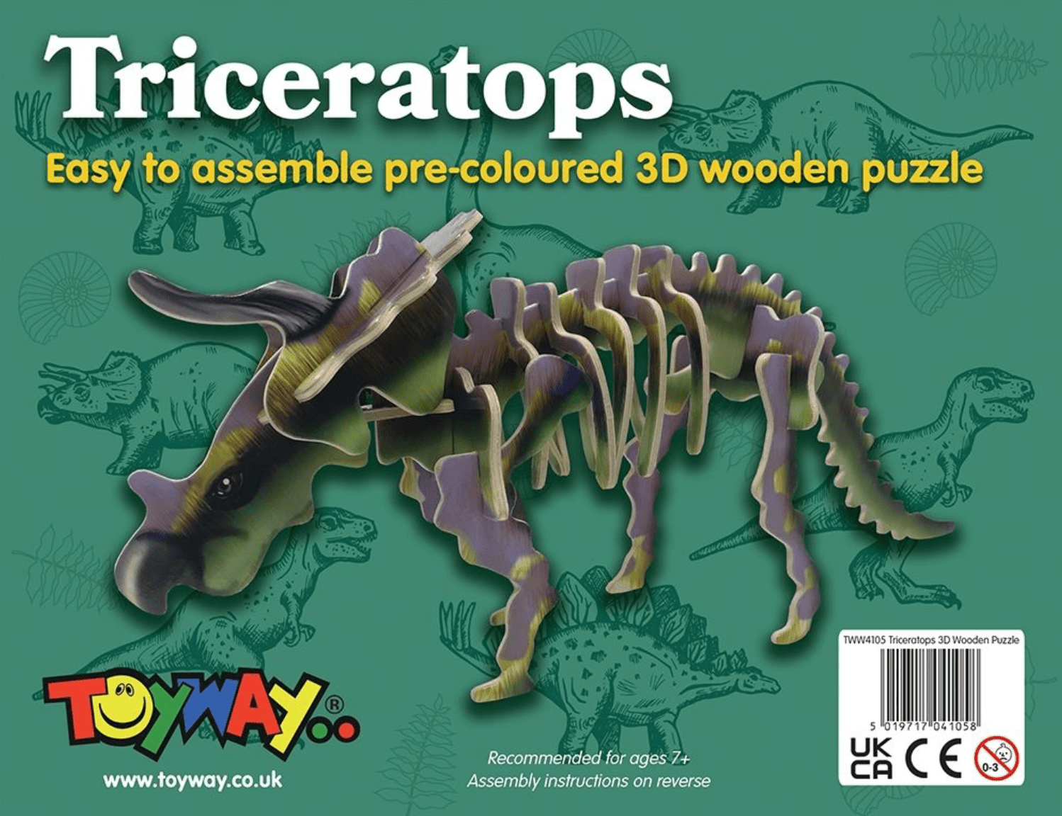 Triceratops 3D Wooden Puzzle - Beanie Games
