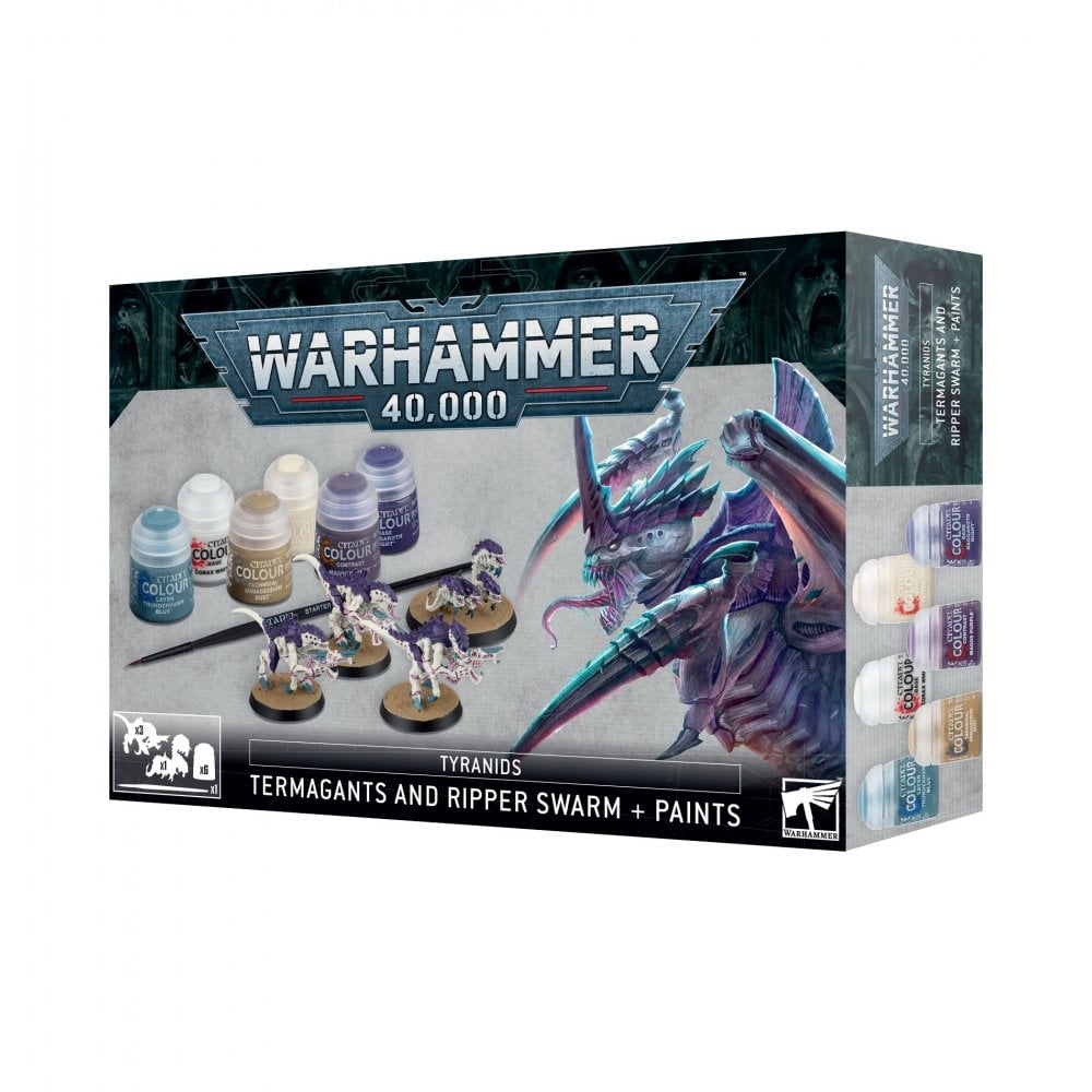 Tyranids Termagants and Ripper Swarm + Paints Set Eng - Beanie Games