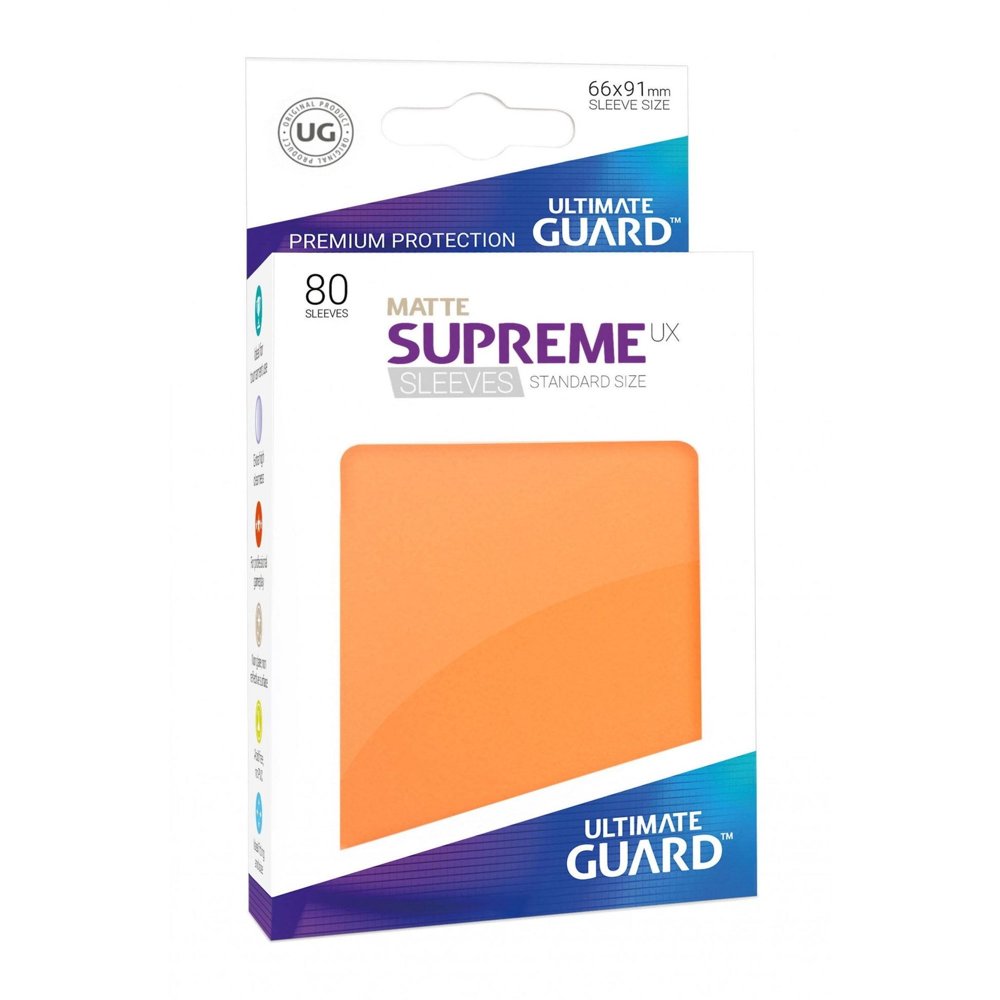 UG Orange Matte Standard Supreme UX Sleeves (80) - Beanie Games