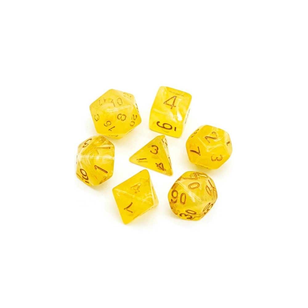 Yellow Silk Translucent Dice RPG Dice Set - Beanie Games